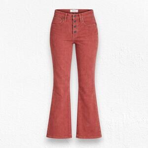 Madewell Terracotta Corduroy Cropped Cali Demi Boot Cut Flare Jeans Size 24